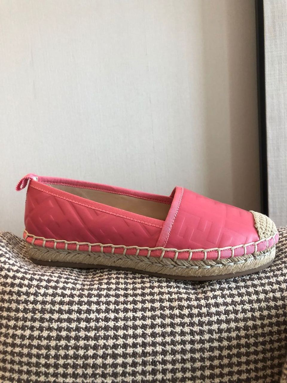 Fendi FF Logo Espadrilles Calfskin Leather Spring/Summer 2020 Collection, Hot Pink