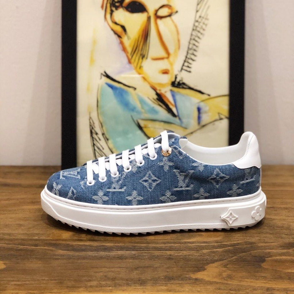 Louis Vuitton Time Out Low Top Sneakers Calfskin Leather Spring/Summer 2020 Collection 1A4XYE Denim Blue