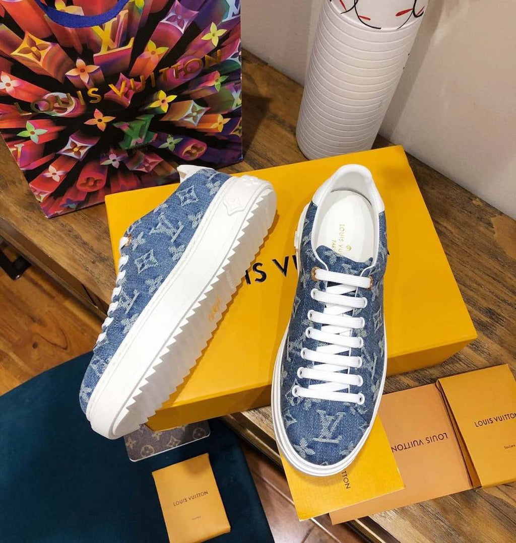 Louis Vuitton Time Out Low Top Sneakers Calfskin Leather Spring/Summer 2020 Collection 1A4XYE Denim Blue