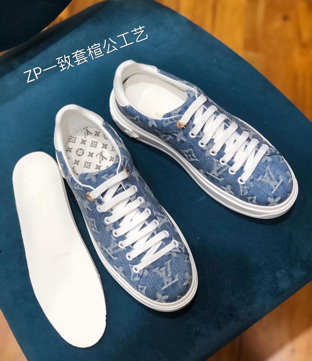 Louis Vuitton Time Out Low Top Sneakers Calfskin Leather Spring/Summer 2020 Collection 1A4XYE Denim Blue