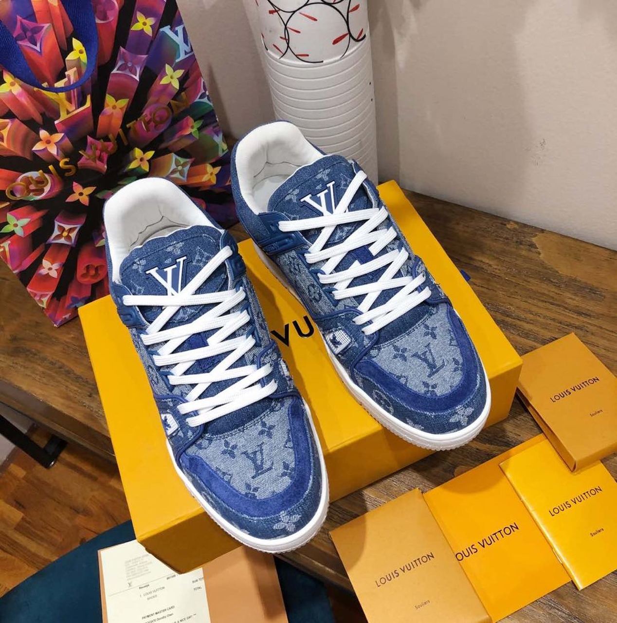 Louis Vuitton Trainer Sneakers Calfskin Leather Spring/Summer Collection Denim Blue