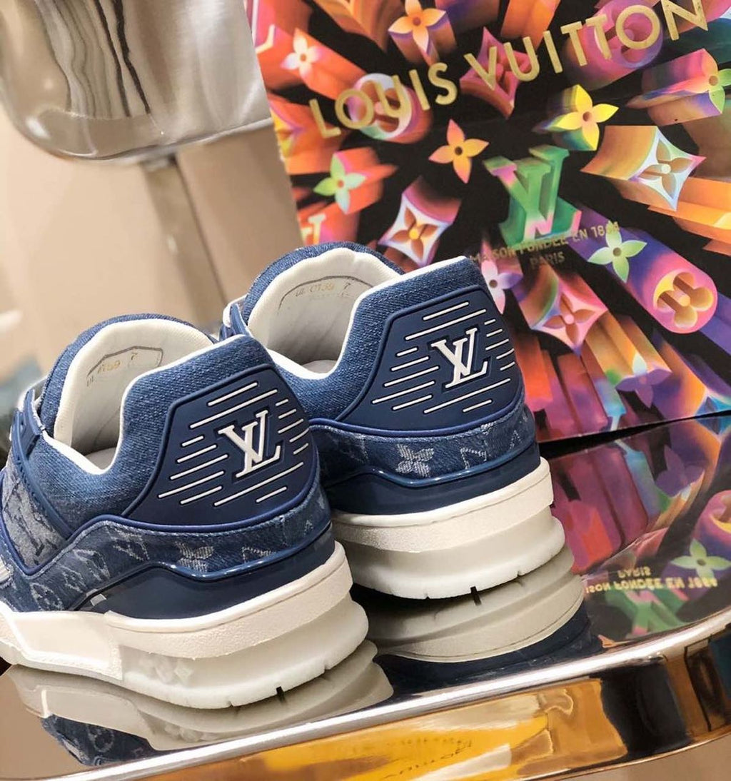 Louis Vuitton Trainer Sneakers Calfskin Leather Spring/Summer Collection Denim Blue