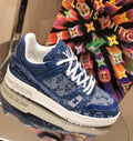 Louis Vuitton Trainer Sneakers Calfskin Leather Spring/Summer Collection Denim Blue