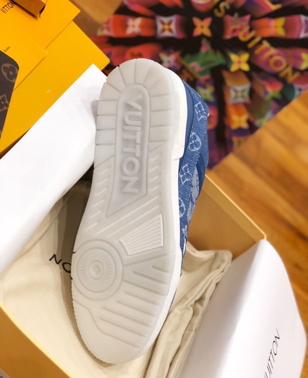 Louis Vuitton Trainer Sneakers Calfskin Leather Spring/Summer Collection Denim Blue