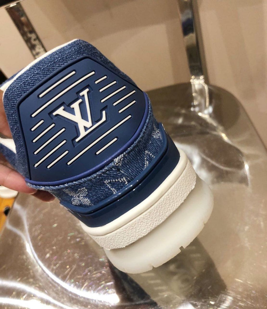 Louis Vuitton Trainer Sneakers Calfskin Leather Spring/Summer Collection Denim Blue