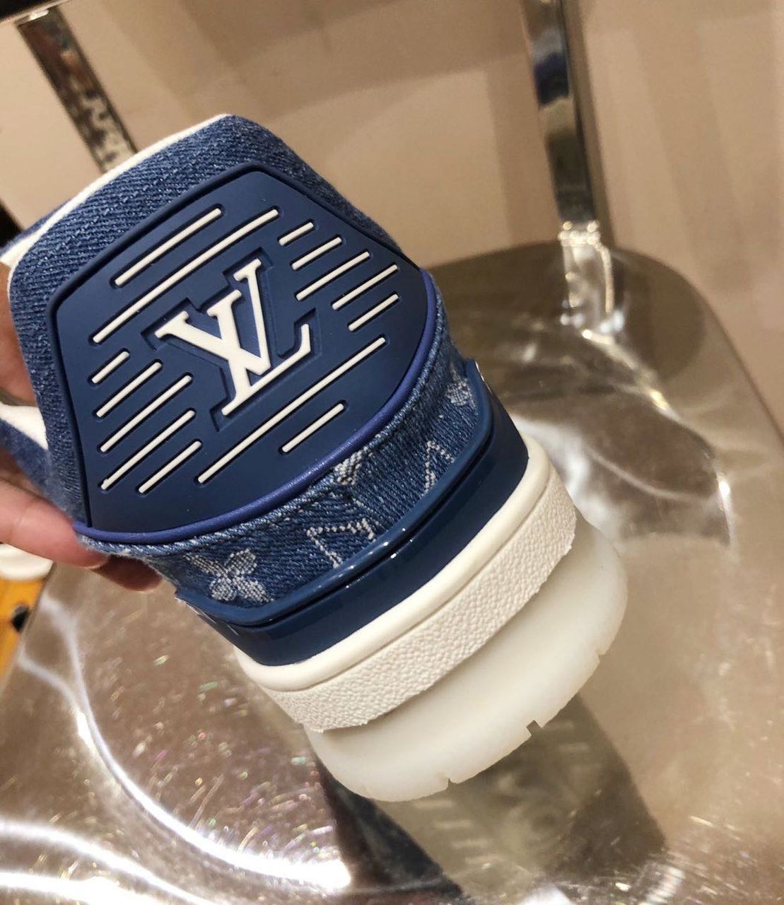 Louis Vuitton Trainer Sneakers Calfskin Leather Spring/Summer Collection Denim Blue