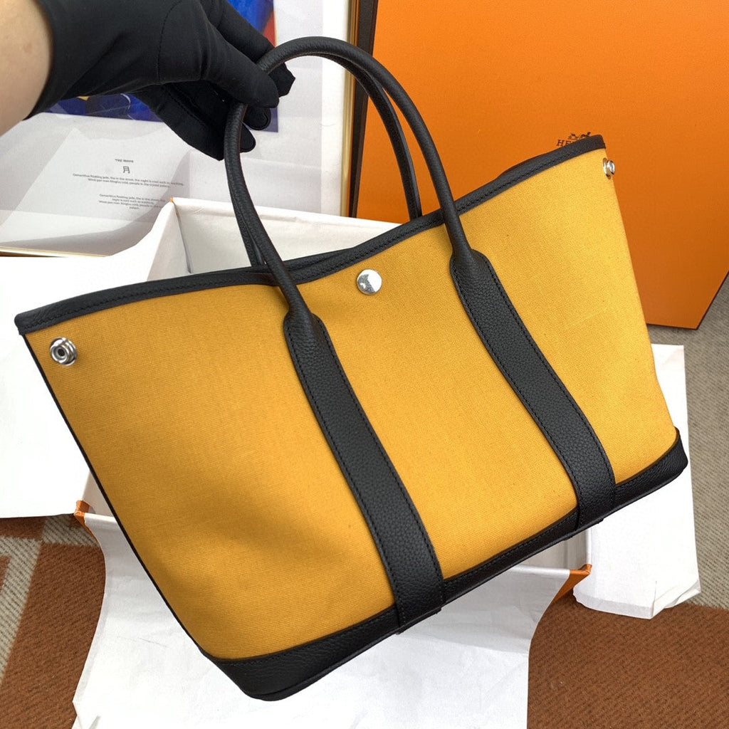 Hermes Canvas Garden Party 36cm Bag Yellow