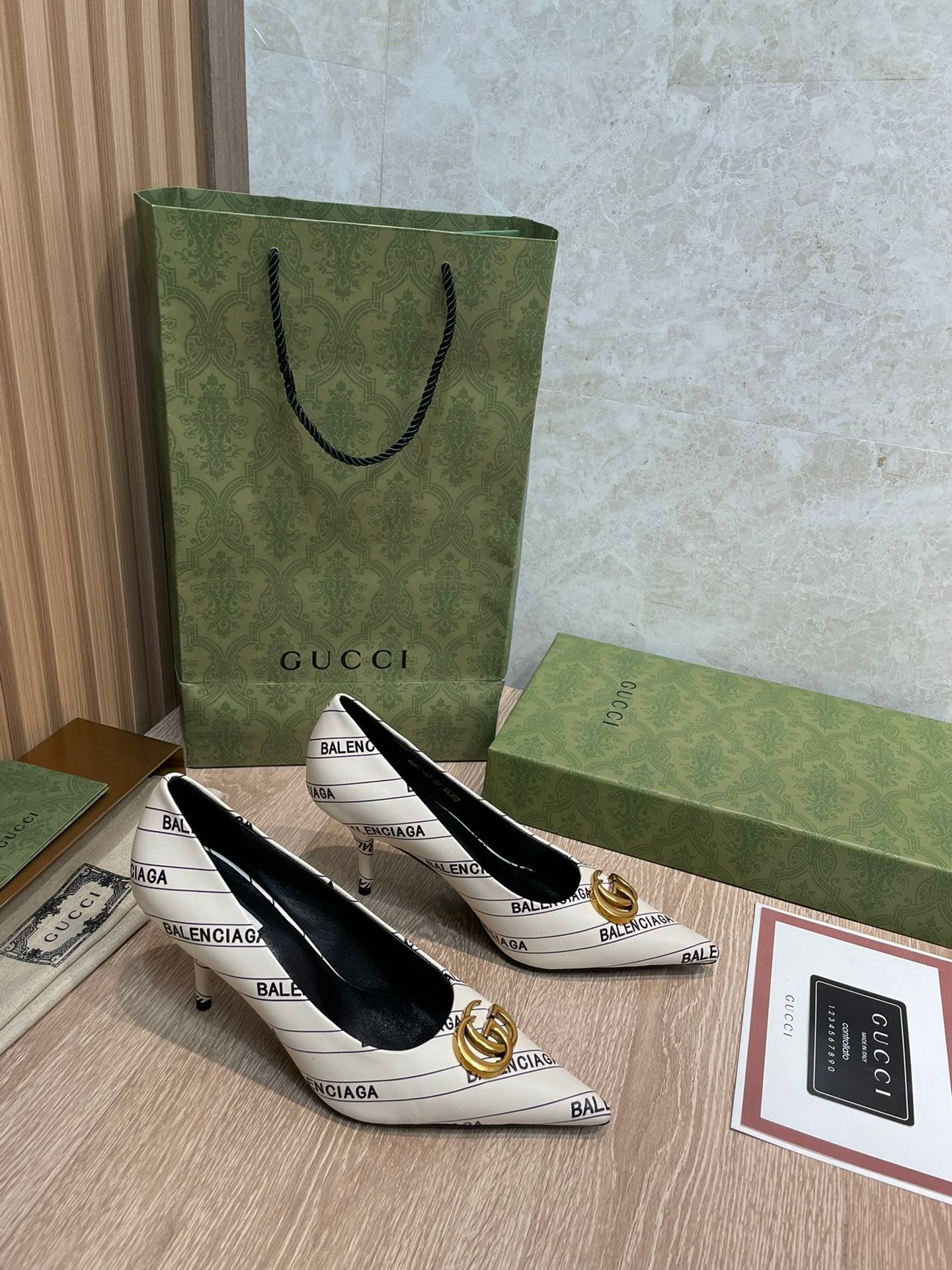 Gucci Balenciaga The Hacker Project Square Knife Pump White