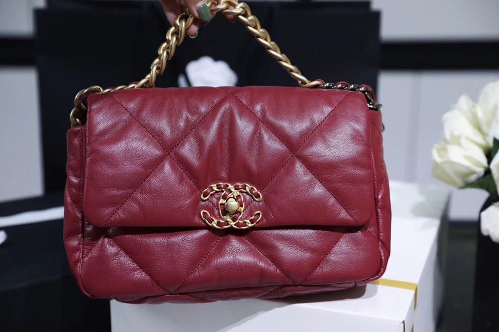 Chanel 19 Flap Bag 26cm Goatskin Leather Spring/Summer Act 1 Collection, Burgundy
