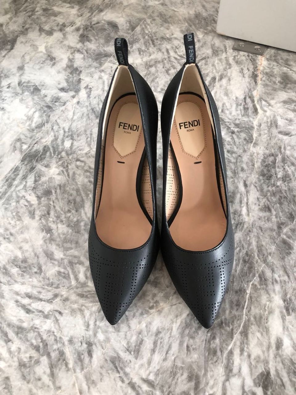 Fendi FF Perforated Pumps 85mm Spring/Summer Collection Black