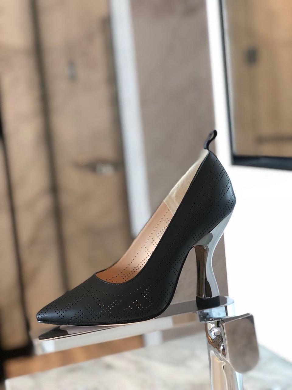 Fendi FF Perforated Pumps 85mm Spring/Summer Collection Black
