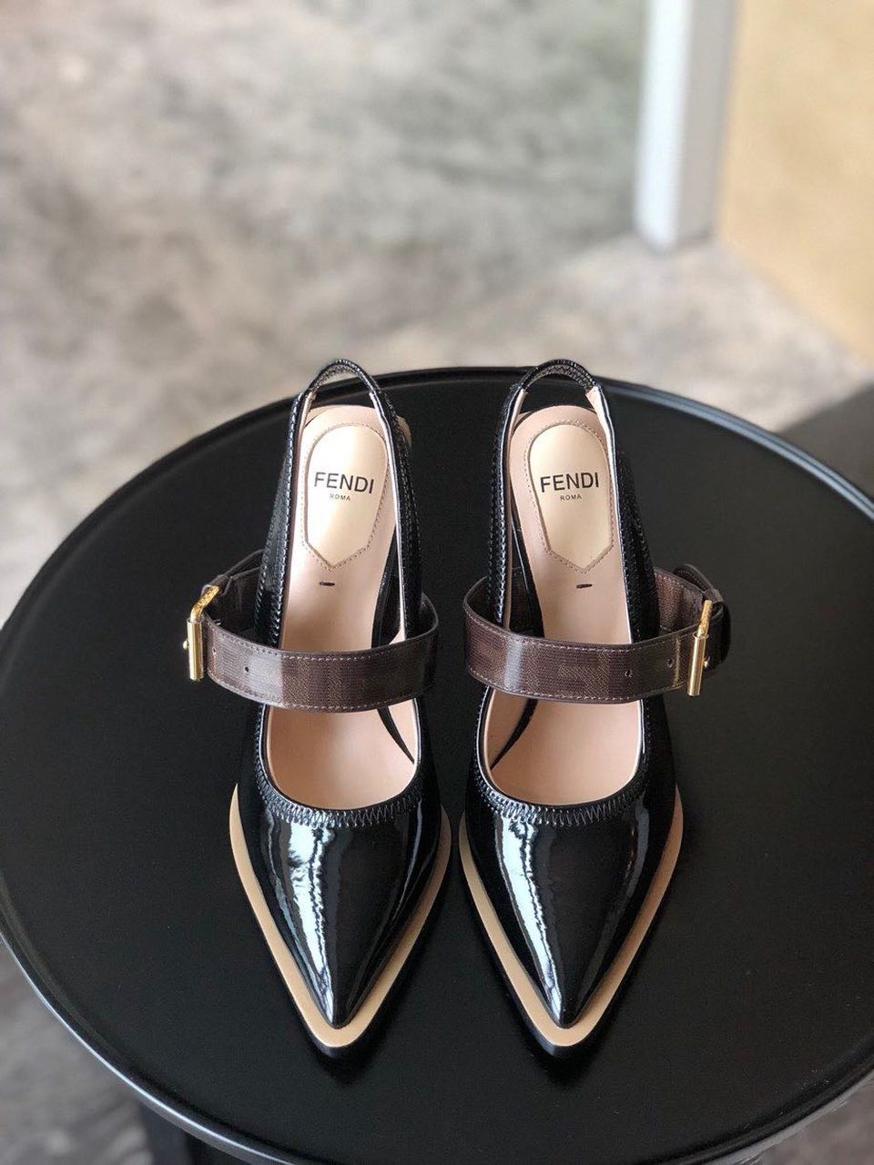 Fendi FFrame Slingback Pumps 95mm Spring/Summer Collection Black