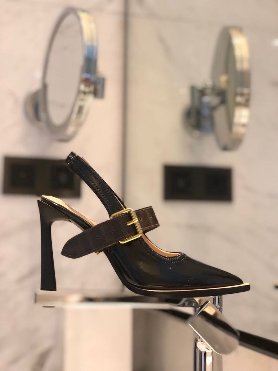 Fendi FFrame Slingback Pumps 95mm Spring/Summer Collection Black
