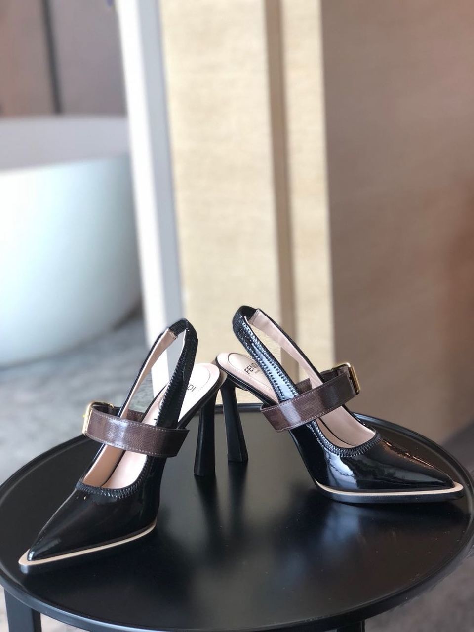 Fendi FFrame Slingback Pumps 95mm Spring/Summer Collection Black