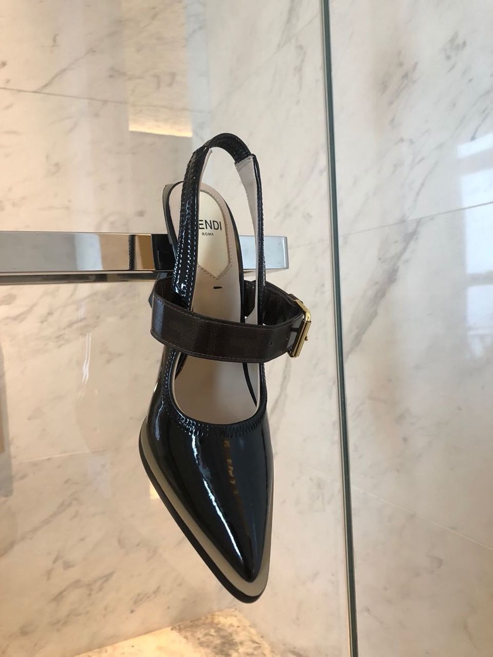 Fendi FFrame Slingback Pumps 95mm Spring/Summer Collection Black