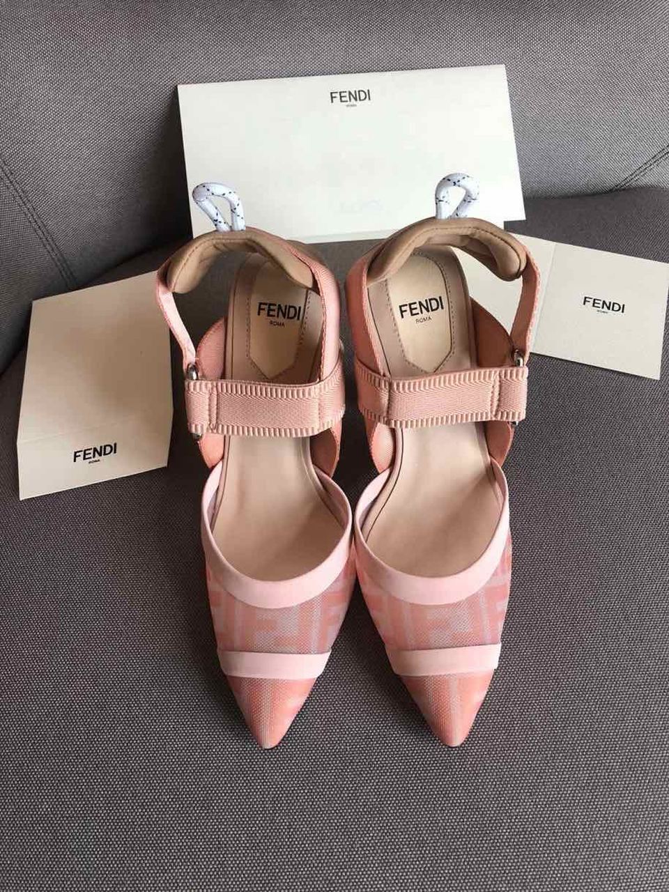 Fendi Colibri Runway Mesh FF Slingback Pumps 85mm Spring/Summer 2020 Collection, Pink