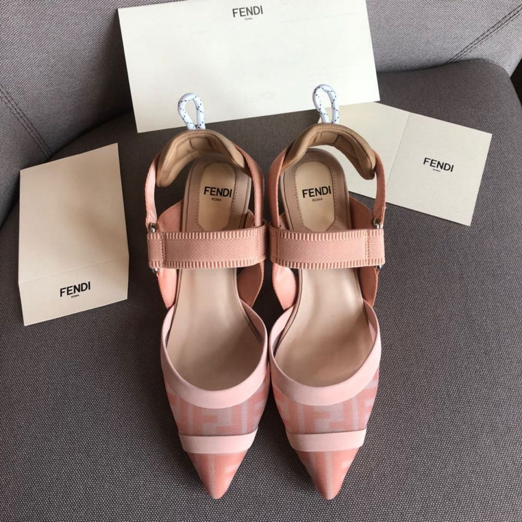 Fendi Colibri Runway Mesh FF Slingback Pumps 55mm Spring/Summer Collection Pink
