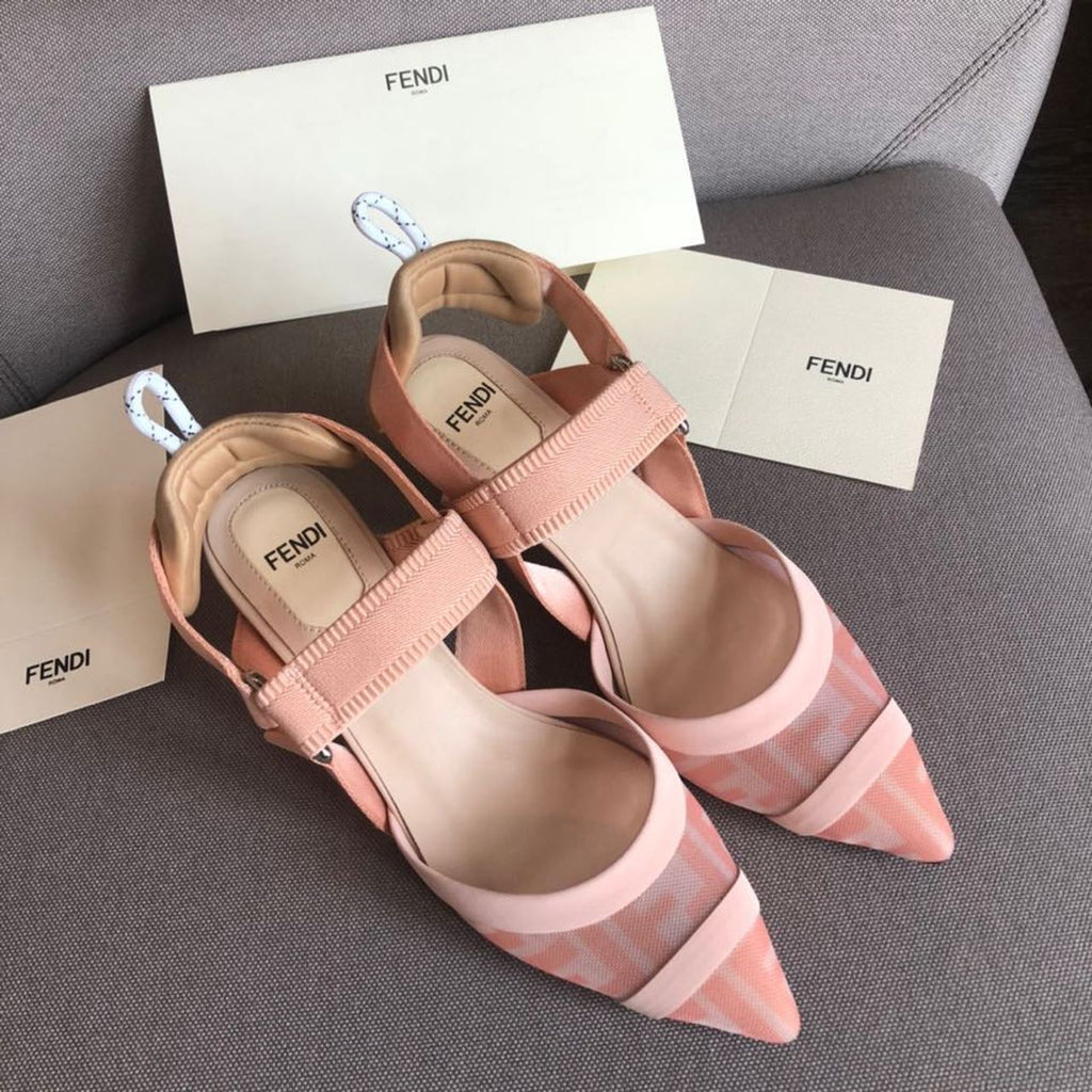 Fendi Colibri Runway Mesh FF Slingback Pumps 55mm Spring/Summer Collection Pink