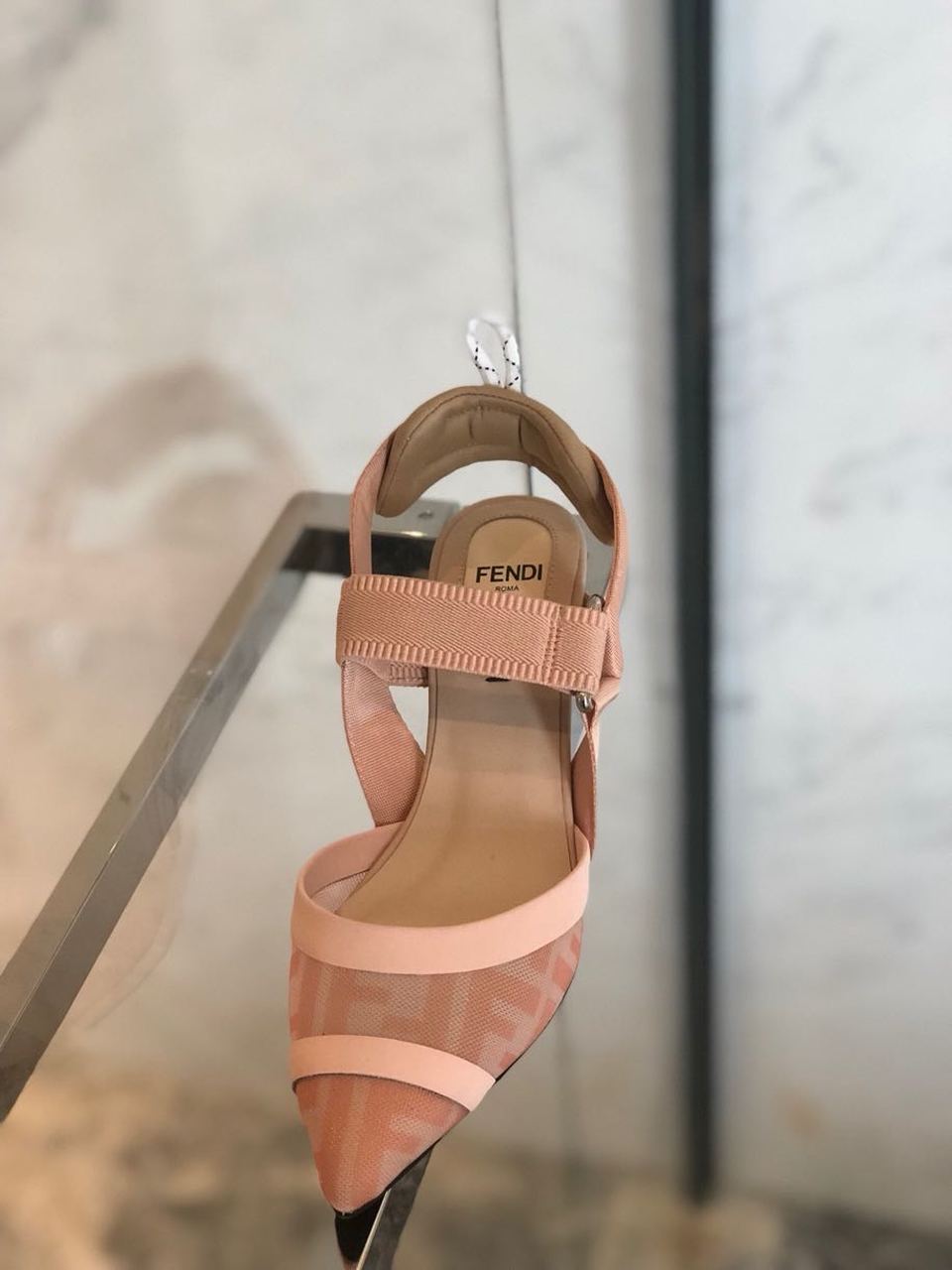 Fendi Colibri Runway Mesh FF Slingback Pumps 55mm Spring/Summer Collection Pink