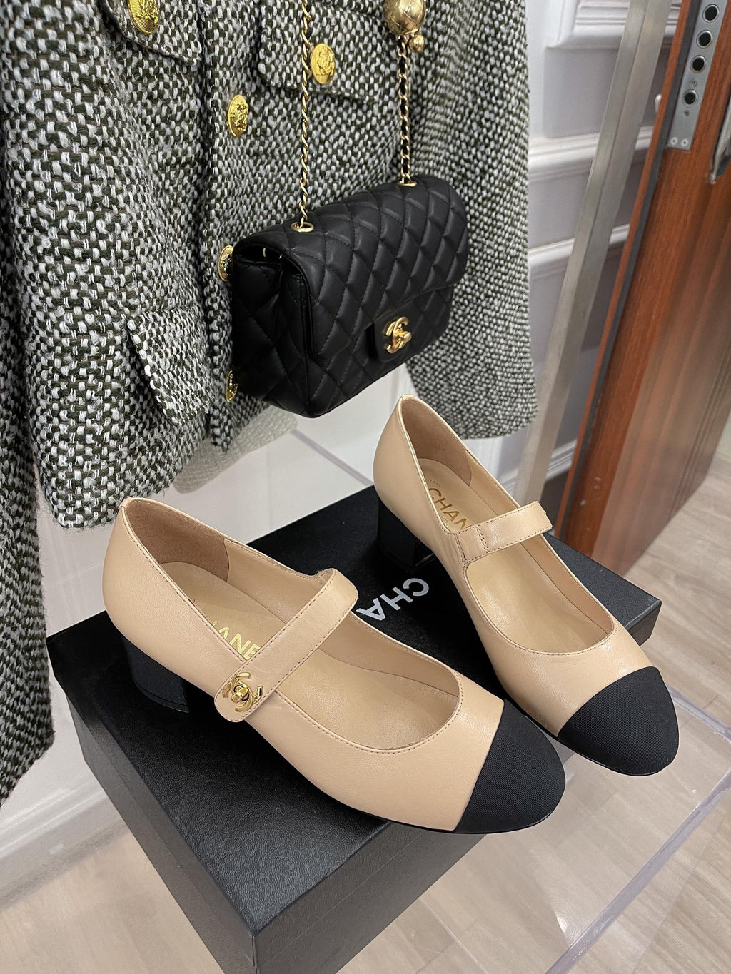 Chanel Sling Back 1.7 Inches Beige