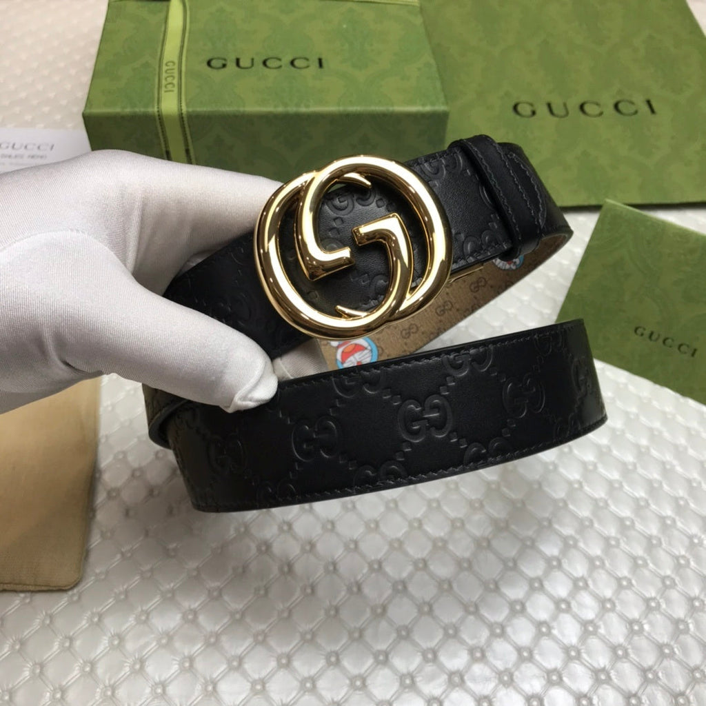 Gucci Belt With Double G Buckle Doreamon Black