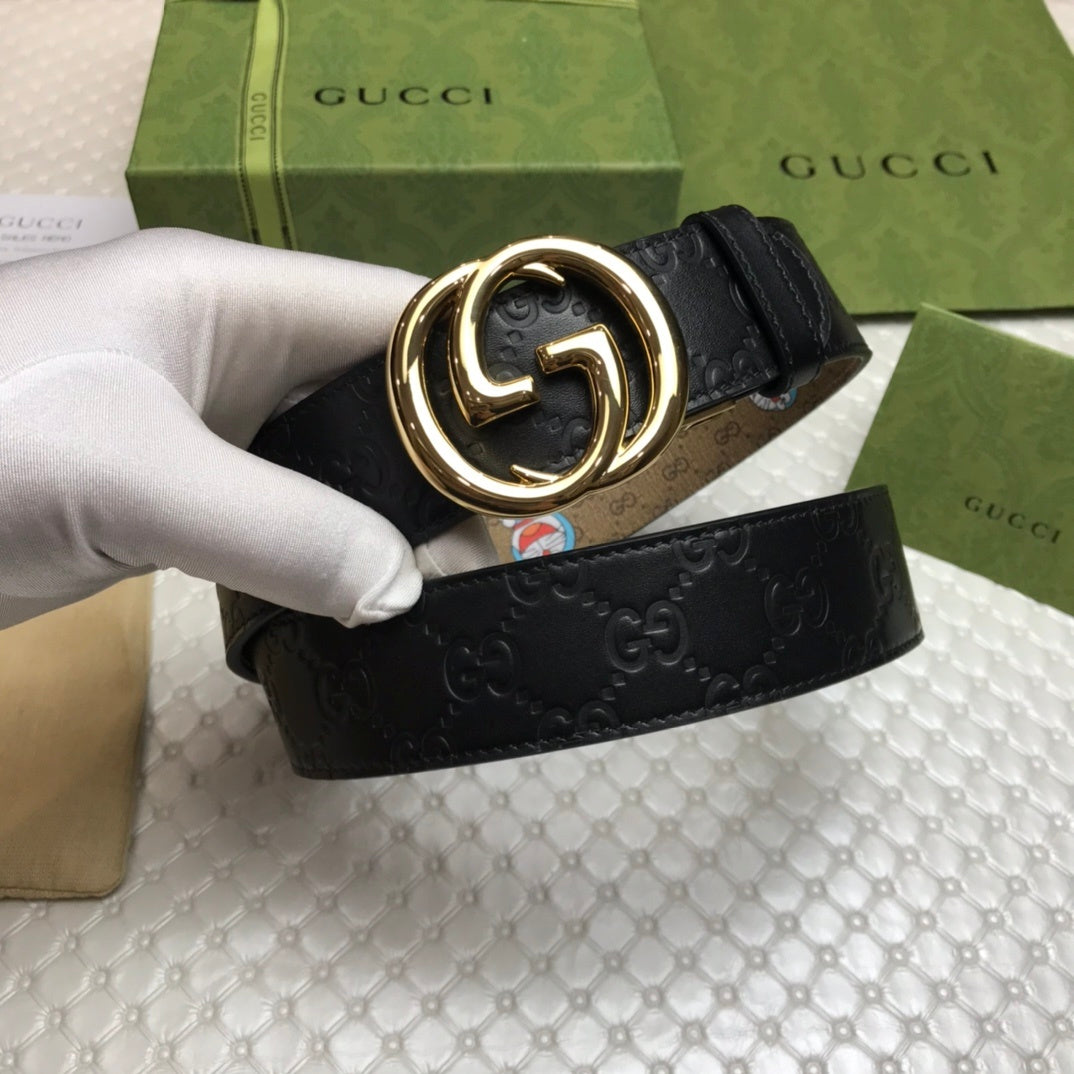 Gucci Belt With Double G Buckle Doreamon Black