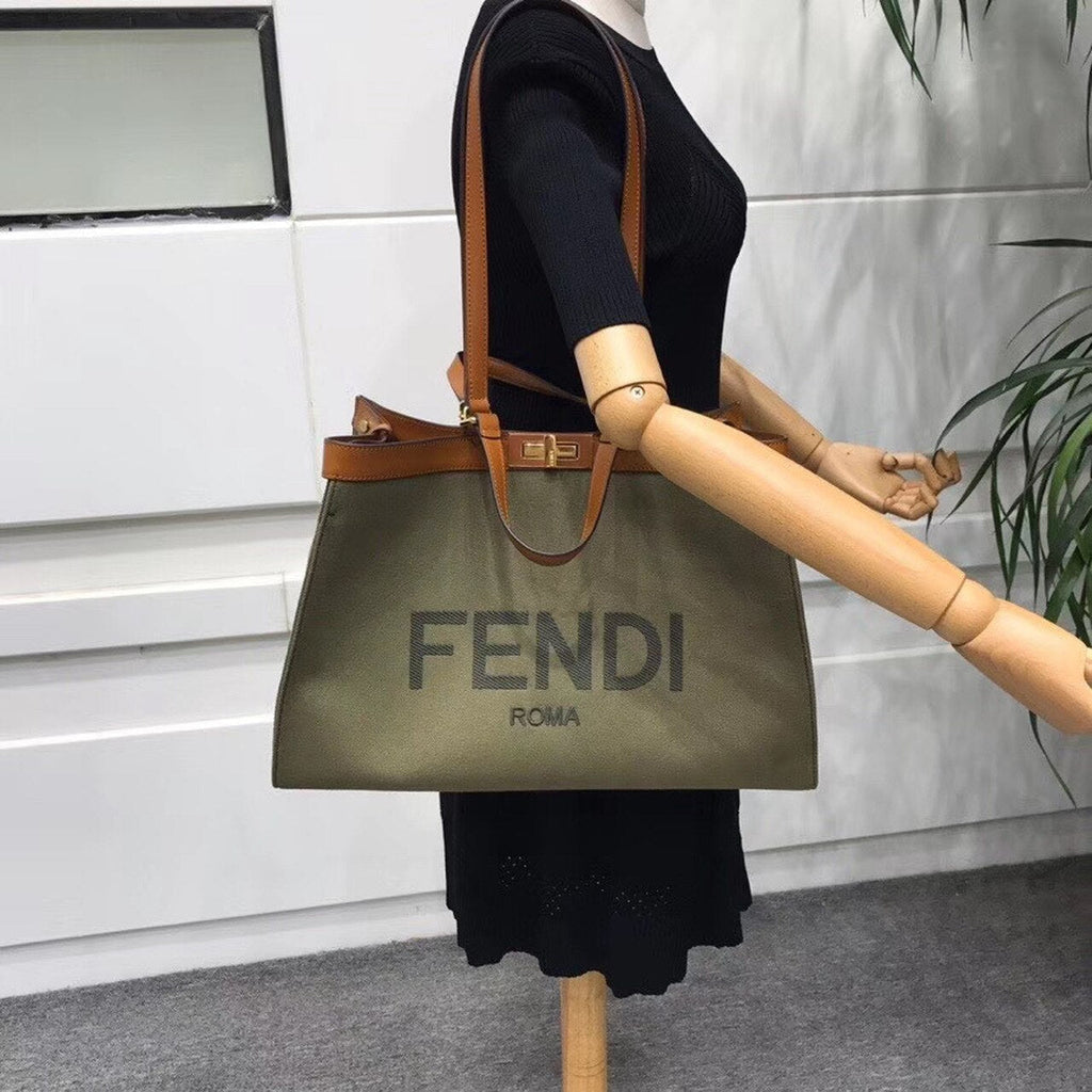 Fendi Logo Shopper Tote Bag 42cm Spring/Summer Collection, Brown