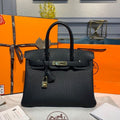 Hermes Birkin Bag 30cm Gold Hardware Togo Leather Semi Handstitched Noir CK89