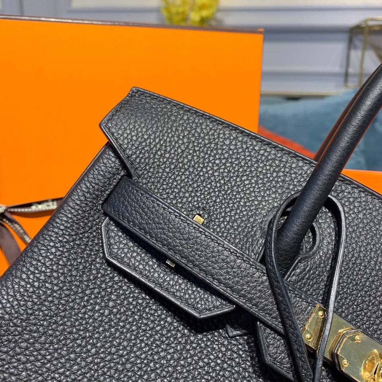Hermes Birkin Bag 30cm Gold Hardware Togo Leather Semi Handstitched Noir CK89