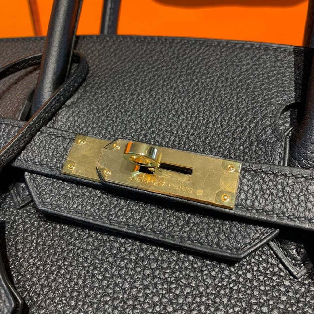 Hermes Birkin Bag 30cm Gold Hardware Togo Leather Semi Handstitched Noir CK89