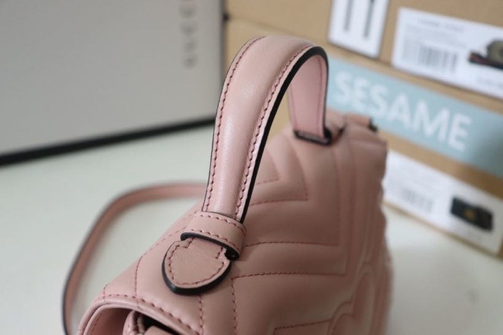 Gucci Marmont Top Handle Bag 22cm 547260 Calfskin Leather Spring/Summer Collection, Cherry Blossom