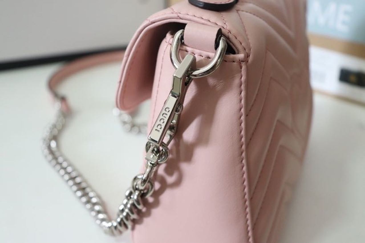 Gucci Marmont Top Handle Bag 22cm 547260 Calfskin Leather Spring/Summer Collection, Cherry Blossom