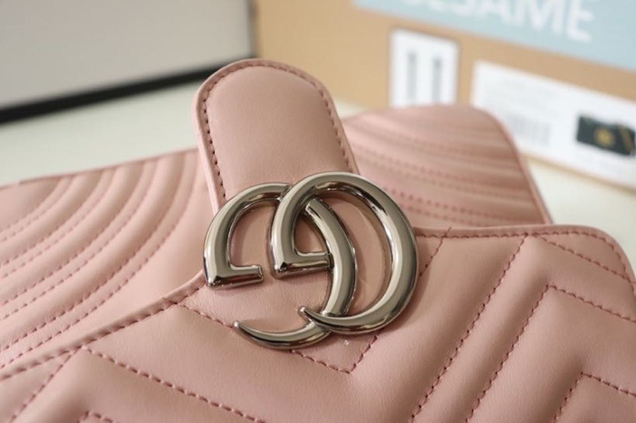Gucci Marmont Top Handle Bag 22cm 547260 Calfskin Leather Spring/Summer Collection, Cherry Blossom