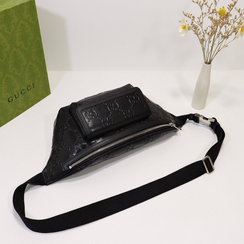 Gucci Embossed Belt Bag 28cm Black