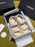 Chanel Velcro Beach Sandals Calfskin Leather Spring/Summer Act 2 Collection Off White