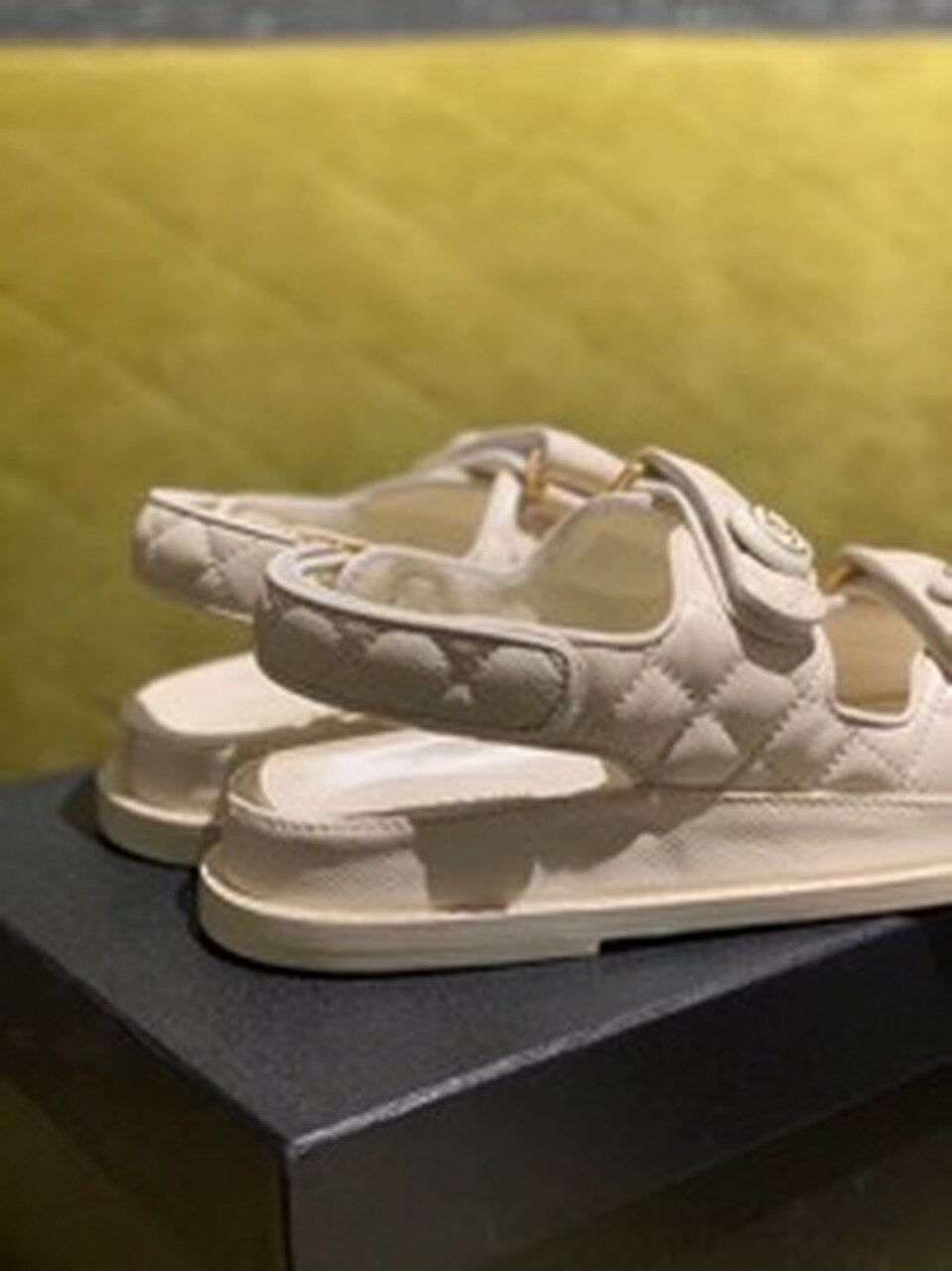 Chanel Velcro Beach Sandals Calfskin Leather Spring/Summer Act 2 Collection Off White