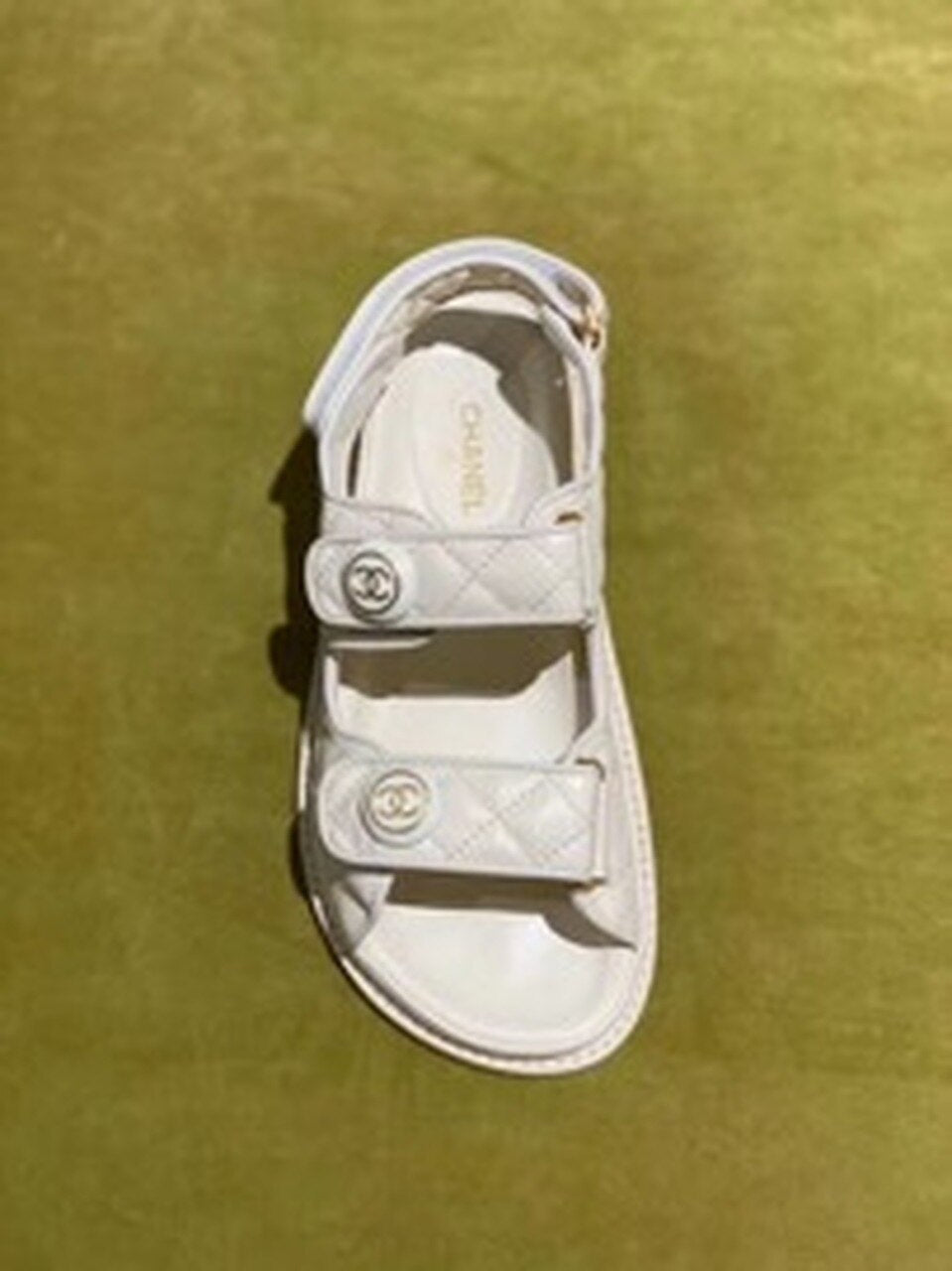 Chanel Velcro Beach Sandals Calfskin Leather Spring/Summer Act 2 Collection Off White