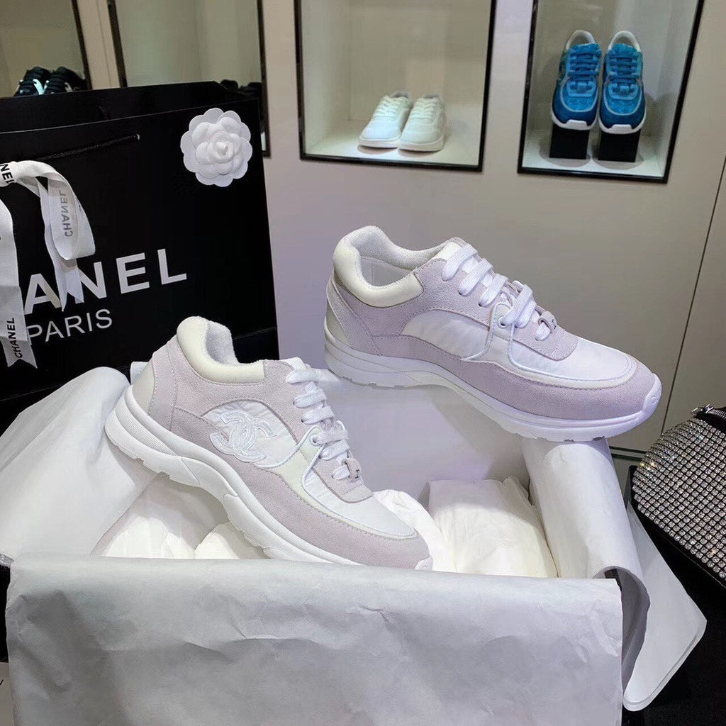 Chanel Nylon Trainer Sneakers Lambskin & Suede Leather Spring/Summer Collection, White