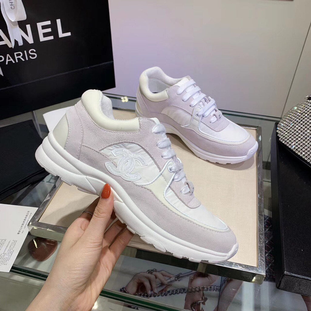 Chanel Nylon Trainer Sneakers Lambskin & Suede Leather Spring/Summer Collection, White