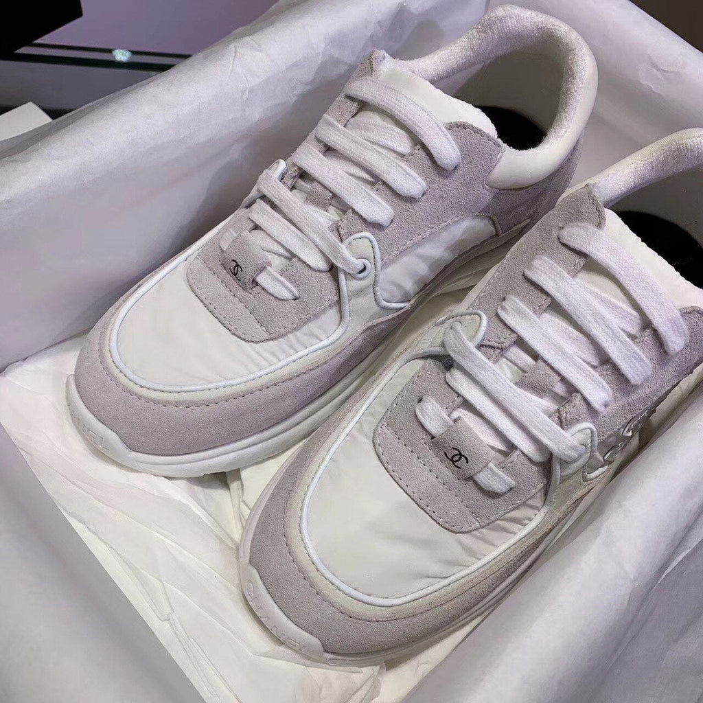 Chanel Nylon Trainer Sneakers Lambskin & Suede Leather Spring/Summer Collection, White