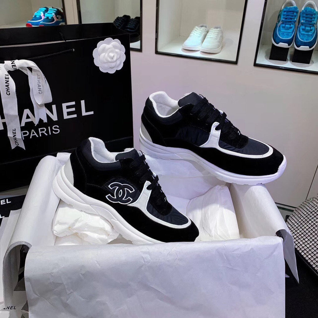 Chanel Nylon Trainer Sneakers Lambskin & Suede Leather Spring/Summer Collection Black/White