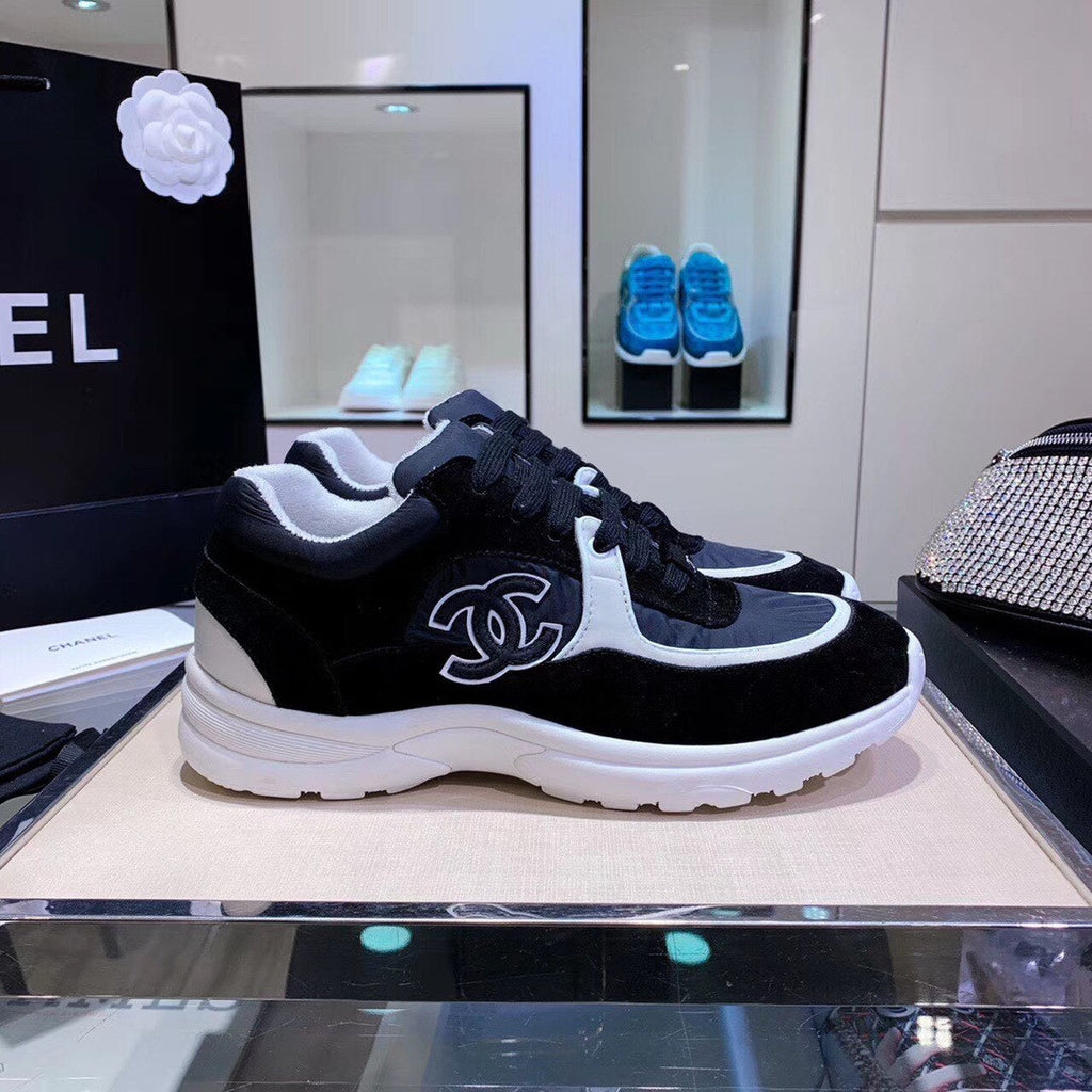Chanel Nylon Trainer Sneakers Lambskin & Suede Leather Spring/Summer Collection Black/White