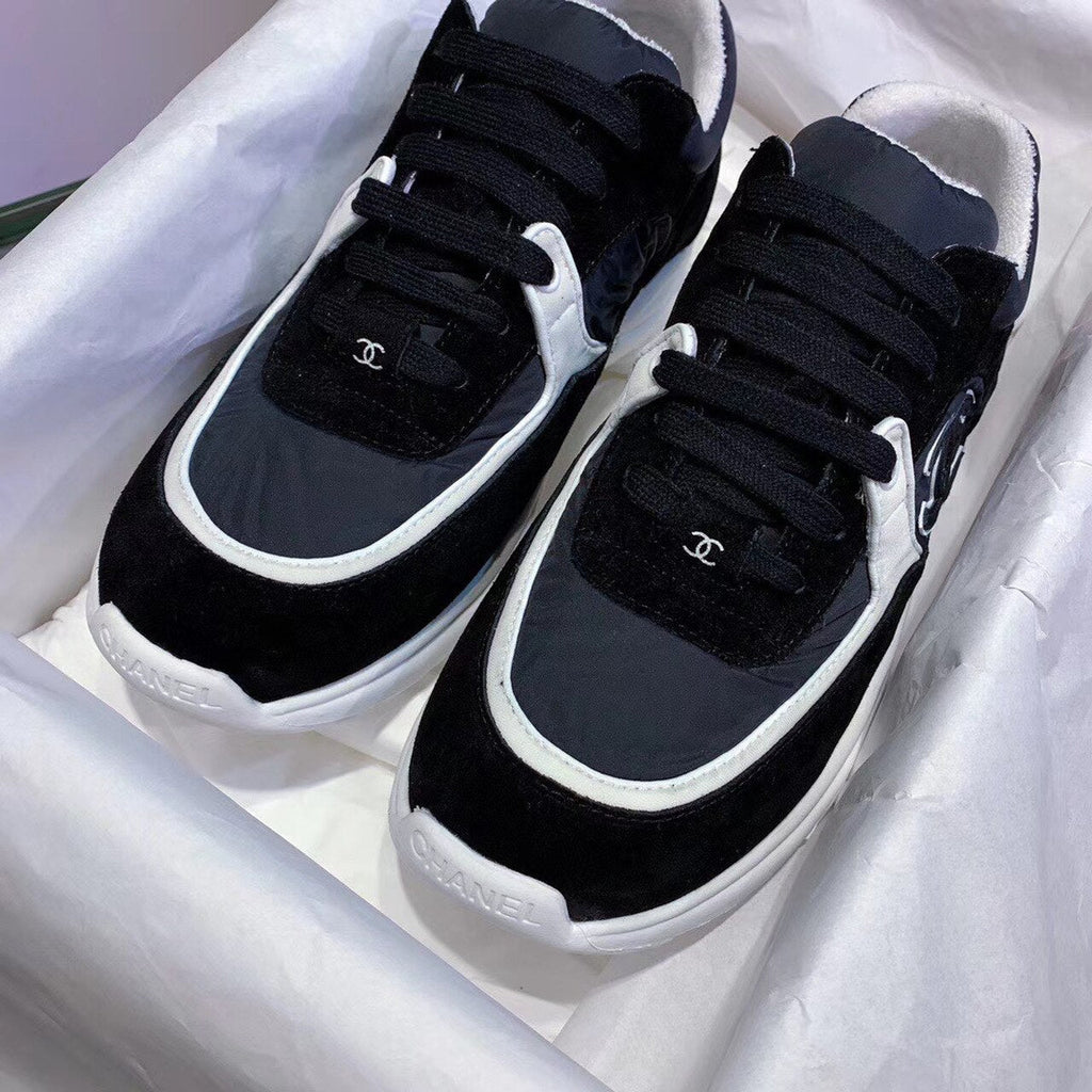 Chanel Nylon Trainer Sneakers Lambskin & Suede Leather Spring/Summer Collection Black/White