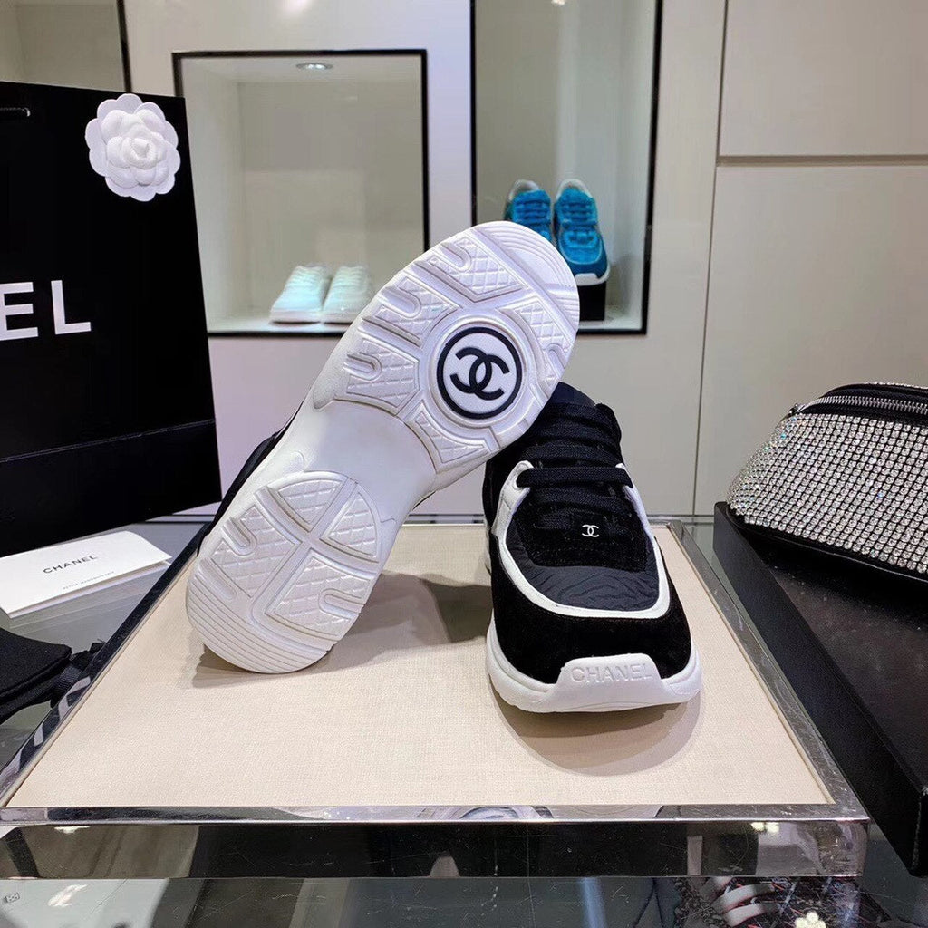 Chanel Nylon Trainer Sneakers Lambskin & Suede Leather Spring/Summer Collection Black/White