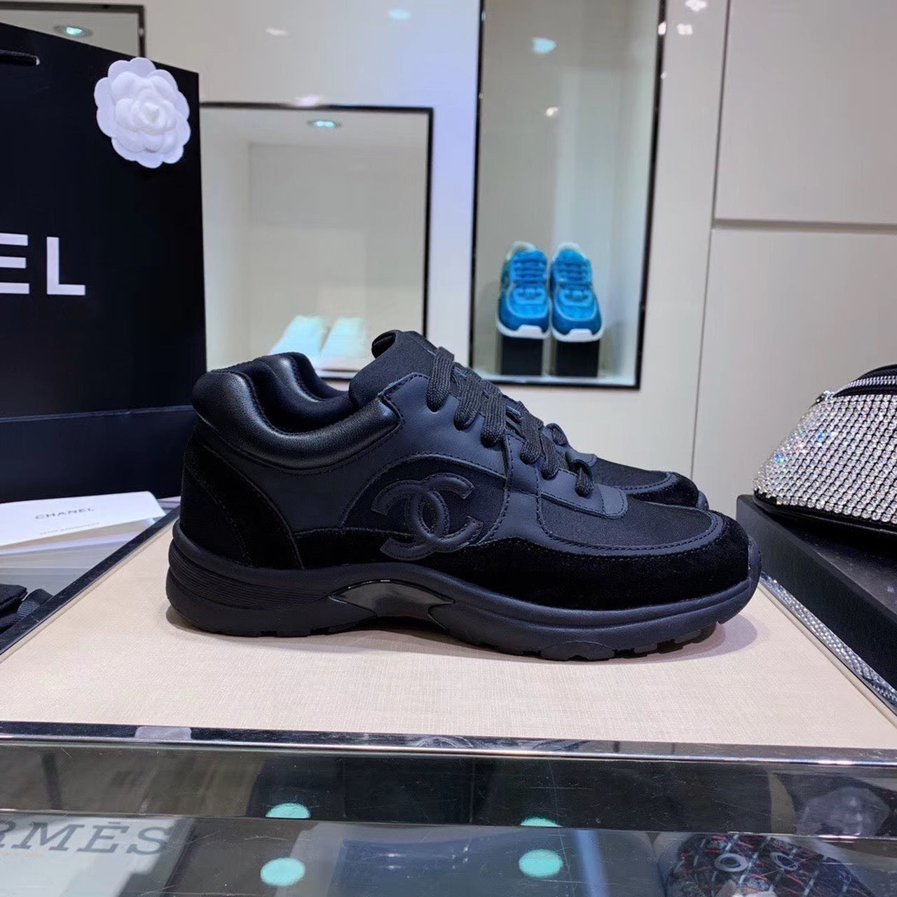 Chanel Nylon Trainer Sneakers Lambskin & Suede Leather Spring/Summer Collection Black