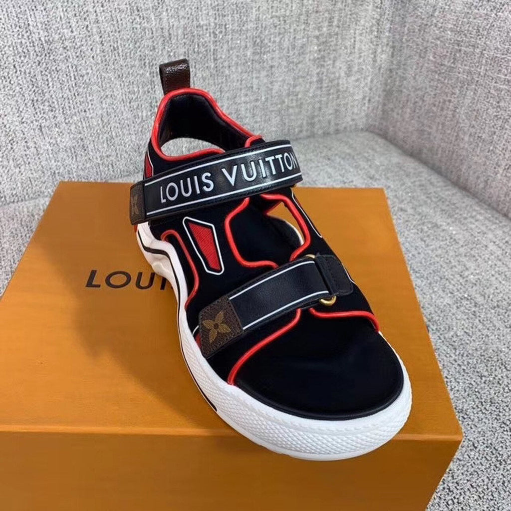 Louis Vuitton Archlight Sandals Calfskin Leather Spring/Summer Collection Black/Red