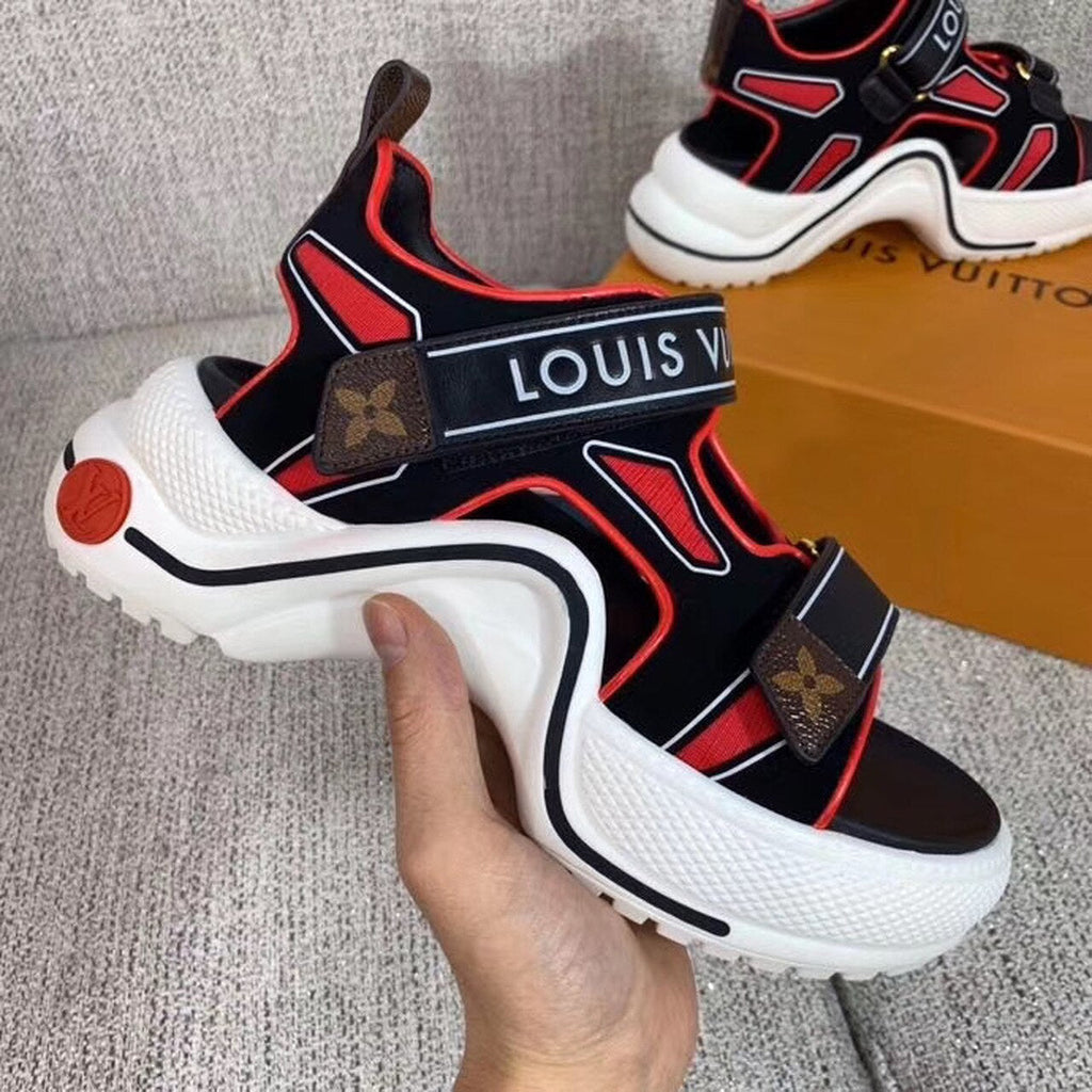 Louis Vuitton Archlight Sandals Calfskin Leather Spring/Summer Collection Black/Red