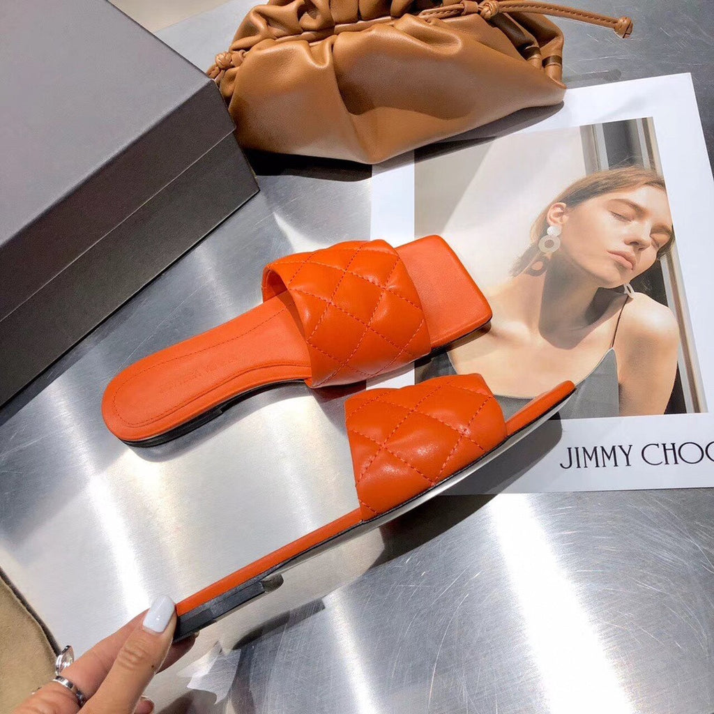 Bottega Veneta Square Toe Padded Sandals Calfskin Leather Spring/Summer 2020 Collection, Orange