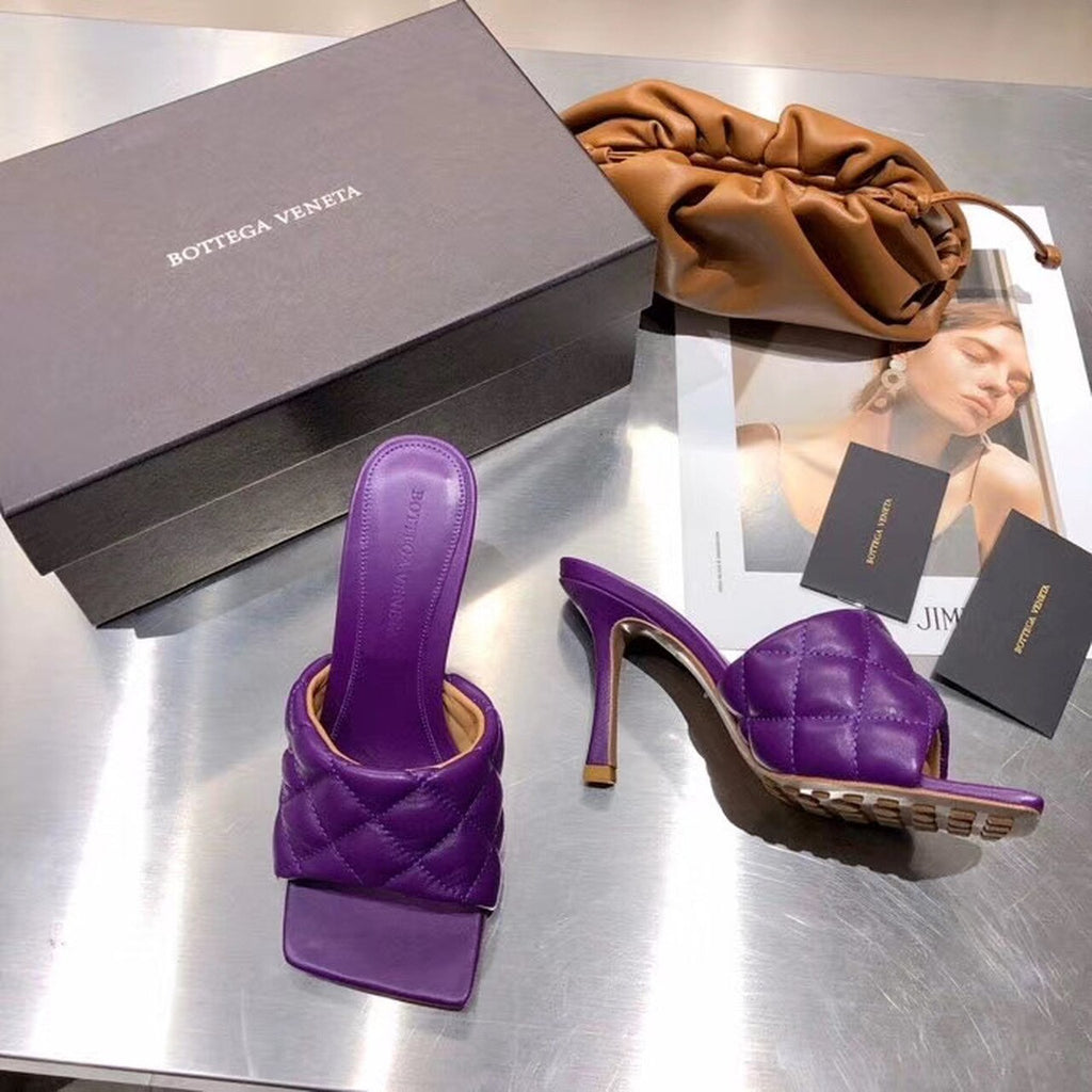 Bottega Veneta Puffy Dream Square Mules Lambskin Leather Spring/Summer 2020 Collection, Purple