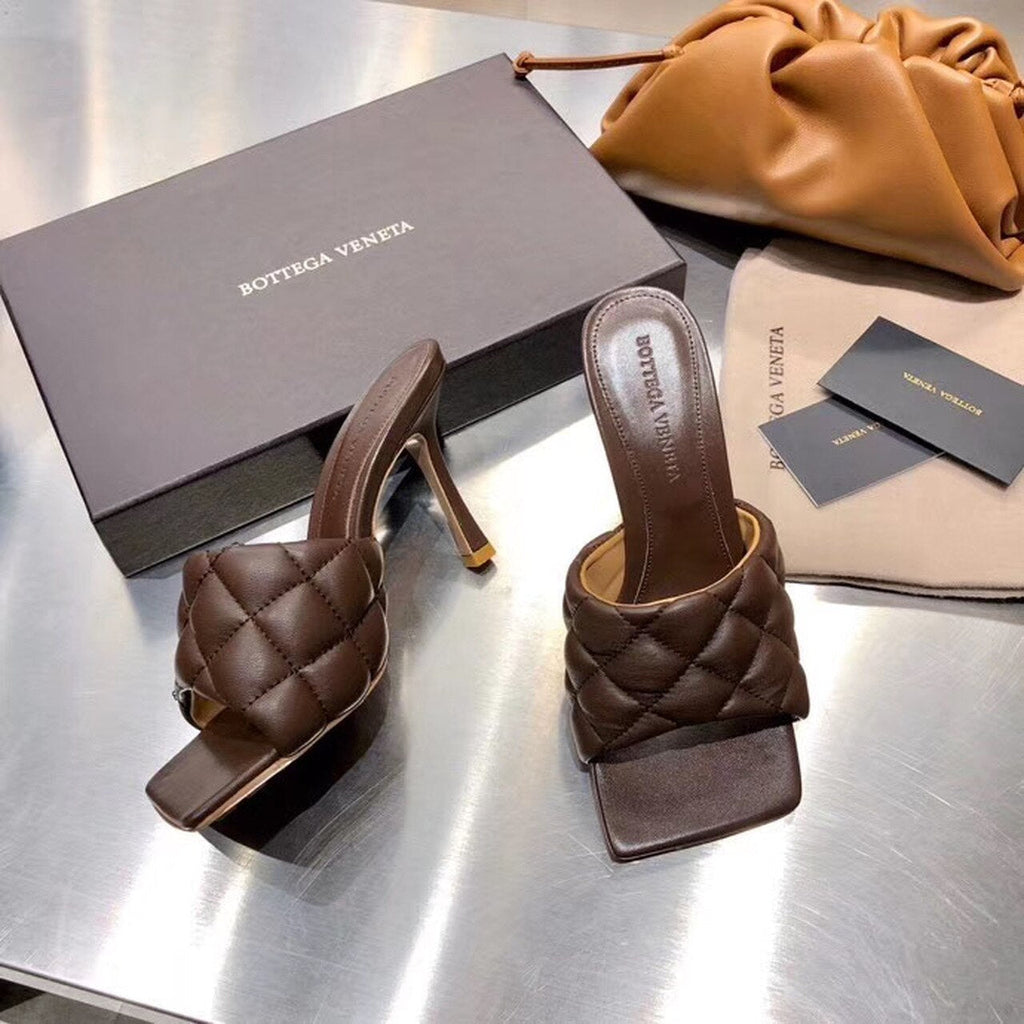 Bottega Veneta Puffy Dream Square Mules Lambskin Leather Spring/Summer 2020 Collection, Brown